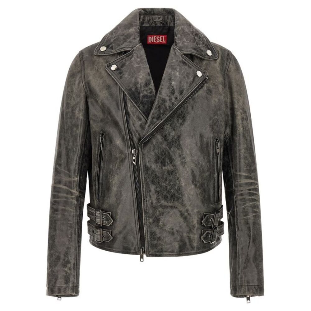 Diesel Gray Cowhide Leather Men's Jacket